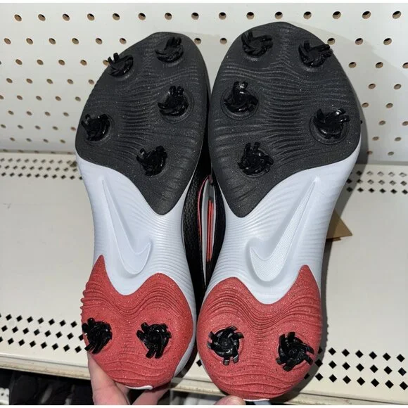 Nike Victory Pro 3 Mens Leather Golf Shoes Spikes Size 8.5 Black Red White